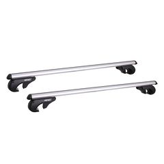 Μπάρες Οροφής Αλουμινίου Universal 135cm Railing System Σετ Με Πόδια Και Κλειδαριά Ασημί 2 Τεμάχια Amio 02587 CRR-02 AutoEuro