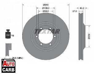 Δισκοπλακα TEXTAR 92174803 για CHEVROLET COLORADO 2003-2012, CHEVROLET D-MAX 2002-2008, HOLDEN RODEO 1988-2008