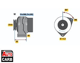 Δυναμό BOSCH 0120335007 για CITROEN BERLINGO 1996-2011, CITROEN SAXO 1996-2004, CITROEN XSARA 1997-2010