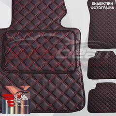 FIAT SEDICI 2005-2014 ΠΑΤΑΚΙΑ ΤΕΧΝΟΔΕΡΜΑ CUBE ΜΑΥΡΟ ΜΕ ΚΟΚΚΙΝΗ ΡΑΦΗ - ΚΟΚΚΙΝΟ ΚΕΝΤΗΜΑ ABARTH ΣΕΤ 4ΤΜΧ