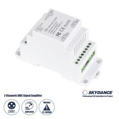 GloboStar® 73137 DA SKYDANCE DC DMX512 Signal Amplifier Din Rail Ράγας 2 Καναλιών DC 12-48V - IP20  Μ11.5 x Π5 x Υ6.5cm - 5 Χρόνια Εγγύηση