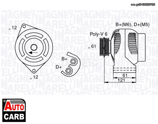 Δυναμό MAGNETI MARELLI 063377017010 για ALFA ROMEO 159 2005-2012, ALFA ROMEO MITO 2008-2018, FIAT BRAVO 2006-