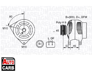 Δυναμό MAGNETI MARELLI 063377300010 για CITROEN C2 2003-2017, CITROEN C3 2002-, CITROEN C4 2004-2014