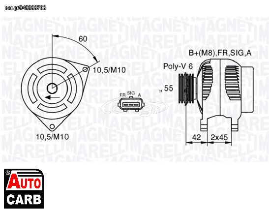 Δυναμό MAGNETI MARELLI 063377416010 για FORD FIESTA 2001-2014, FORD FOCUS 2003-2013, FORD FUSION 2002-2012