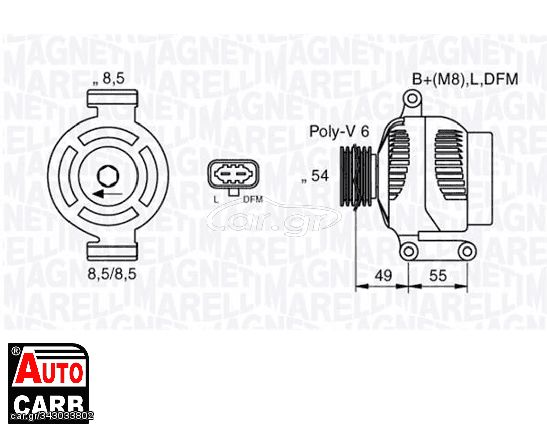 Δυναμό MAGNETI MARELLI 063377423010 για OPEL AGILA 2000-2014, OPEL CORSA 2006-2014, OPEL MERIVA 2003-2010