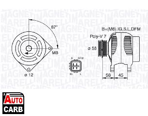 Δυναμό MAGNETI MARELLI 063377435010 για TOYOTA AVENSIS 2001-2011, TOYOTA PREVIA 2000-2006, TOYOTA RAV 2000-2005