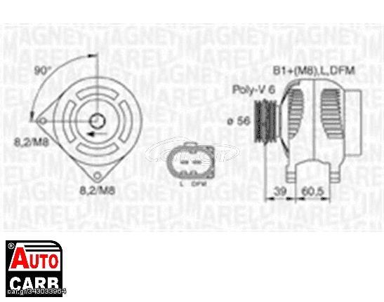 Δυναμό MAGNETI MARELLI 063730004010 για AUDI A3 1996-2006, FORD GALAXY 1995-2006, RENAULT CLIO 1998-2016