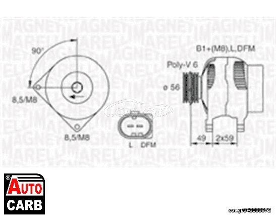 Δυναμό MAGNETI MARELLI 063730009010 για AUDI A3 1996-2006, AUDI TT 1998-2006, SEAT ALTEA 2006-