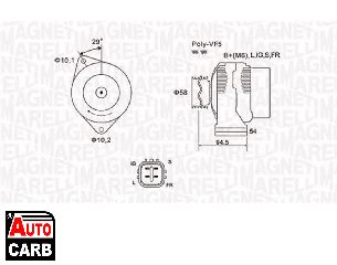 Δυναμό MAGNETI MARELLI 063731721010 για TOYOTA AVENSIS 2001-2011, TOYOTA COROLLA 2001-2008, TOYOTA PREVIA 2000-2006