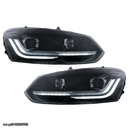 Μπροστινά Φανάρια Set Για Vw Polo 6R/6C 09-17 DRL New Design & Dynamic Φλας H7 Με Μοτέρ