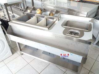 bar station 130x60x85 με rinser λαντζακι και λεκανη διασταση 60χ37