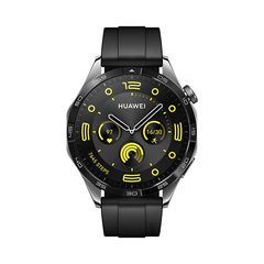 Huawei Watch GT 4 (Black Fluoroelastomer Strap) Stainless Steel 46mm Αδιάβροχο με Παλμογράφο