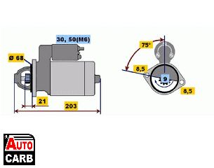 Μίζα BOSCH 0001106015 για OPEL AGILA 2000-2007, OPEL CORSA 1993-2009, VAUXHALL AGILA 2000-2008