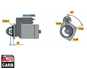 Μίζα BOSCH 0001371004 για SCANIA 3 1987-1998, SCANIA 4 1995-2008, SCANIA P,G,R,T 2003-