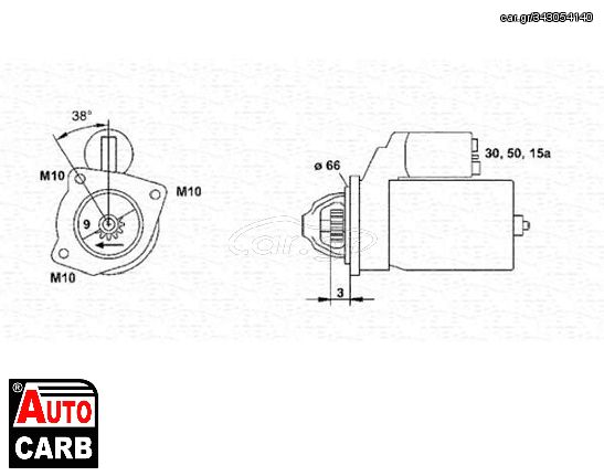 Μίζα MAGNETI MARELLI 943251916010 για CITROEN LNA 1976-1986, RENAULT LAGUNA 1993-2002, RENAULT MEGANE 1995-2008