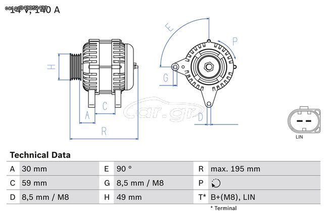 Δυναμό AUDI A1, A3; SEAT ALTEA, ALTEA XL, IBIZA IV, IBIZA IV SC, IBIZA IV ST, LEON, TOLEDO IV; SKODA FABIA II, RAPID, ROOMSTER, ROOMSTER PRAKTIK; VW BEETLE 1.2-1.8 12.06-05.22