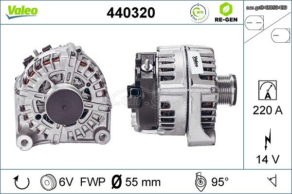 Δυναμό BMW 5 (E60), 5 (E61), 5 (F10), 5 (F11), 5 GRAN TURISMO (F07), X3 (F25) 2.0/2.0D/3.0D 04.05-08.17