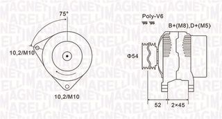 Δυναμό CITROEN BERLINGO, BERLINGO/MINIVAN, C15/MINIVAN, C5 I, C5 II, EVASION, JUMPY I, XSARA, XSARA PICASSO, XSARA/HATCHBACK, XSARA/KOMBI; FIAT SCUDO, ULYSSE 1.1-2.2 04.93-