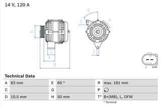 Δυναμό MERCEDES C (CL203), C T-MODEL (S203), C (W203), CLK (A209), CLK (C209), M (W163), SLK (R170) 2.6/3.2/3.7 02.98-03.10