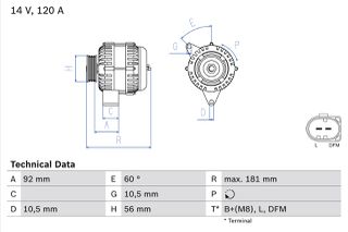 Δυναμό MERCEDES C (CL203), C T-MODEL (S203), C (W203) 2.0/2.3 05.00-06.02