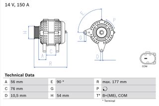 Δυναμό BMW 1 (E81), 1 (E87), 3 (E90), 3 (E91), 3 (E92), 3 (E93) 2.0D/3.0D 06.04-12.13