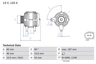 Δυναμό BMW 5 (E60), 5 (E61), 6 (E63), 6 (E64), 7 (E65, E66, E67) 2.0D-5.0 06.02-12.10