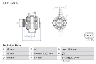 Δυναμό OPEL ASTRA G, SIGNUM, SPEEDSTER, VECTRA B, VECTRA C, VECTRA C GTS, ZAFIRA A; SAAB 9-3, 9-3X 1.8-2.2 06.00-02.15