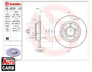 Δισκοπλακα BREMBO 08675110 για AUDI A4 1994-2002