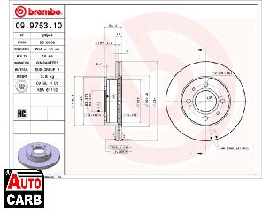 Δισκοπλακα BREMBO 09975310 για HYUNDAI ATOS 1997-