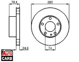 Δισκοπλακα BOSCH 0986478049 για BMW 5 1972-1981, BMW 7 1977-1988