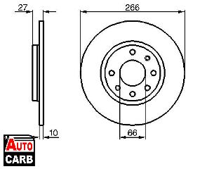 Δισκοπλακα BOSCH 0986478090 για CITROEN BX 1982-1994, CITROEN ZX 1991-1999, PEUGEOT 305 1982-1990