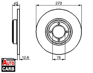 Δισκοπλακα BOSCH 0986478091 για PEUGEOT 504 1968-1999, PEUGEOT 505 1979-1996, PEUGEOT 604 1975-1987