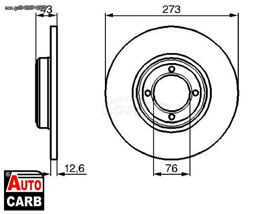 Δισκοπλακα BOSCH 0986478091 για PEUGEOT 504 1968-1999, PEUGEOT 505 1979-1996, PEUGEOT 604 1975-1987