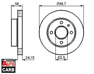 Δισκοπλακα BOSCH 0986478148 για FORD ESCORT 1980-1994, FORD ORION 1983-1990, FORD SIERRA 1982-1993