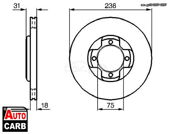 Δισκοπλακα BOSCH 0986478249 για MAZDA 323 1985-1998