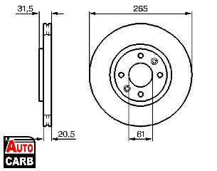 Δισκοπλακα BOSCH 0986478279 για RENAULT 21 1986-1997