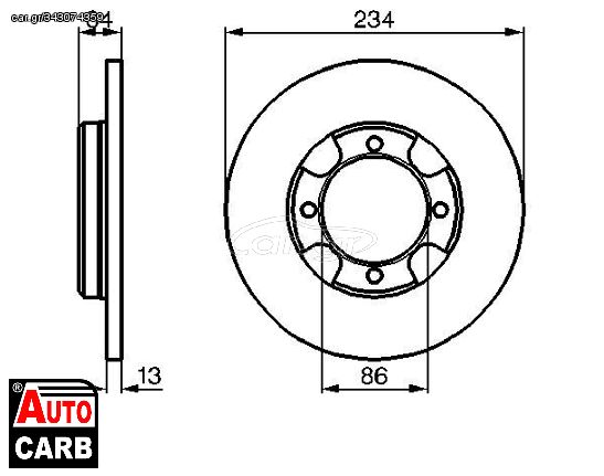 Δισκοπλακα BOSCH 0986478282 για MITSUBISHI COLT 1986-1992, MITSUBISHI LANCER 1985-1997, MITSUBISHI MIRAGE 1987-1991