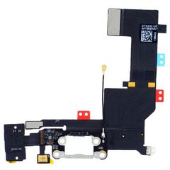 APPLE iPhone 5S - Charging Flex Cable Connector + microphone Audio Jack White Original
