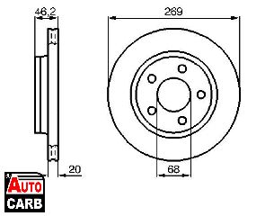 Δισκοπλακα BOSCH 0986478316 για AUDI 100 1982-1991, AUDI 200 1983-1991, AUDI A8 1994-2005