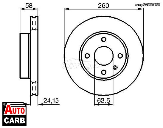 Δισκοπλακα BOSCH 0986478346 για FORD ESCORT 1983-1994, FORD SIERRA 1982-1993