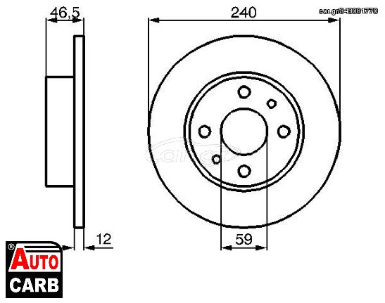 Δισκοπλακα BOSCH 0986478353 για AUTOBIANCHI Y10 1985-1995, FIAT 147 1976-1996, FIAT DUNA 1987-2001