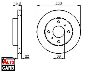 Δισκοπλακα BOSCH 0986478361 για NISSAN BLUEBIRD 1983-2002, NISSAN PRAIRIE 1982-1988, NISSAN SERENA 1991-2001