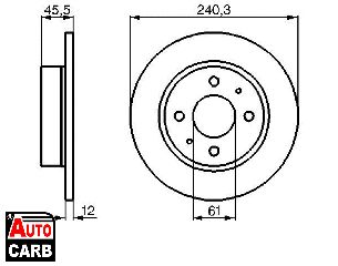 Δισκοπλακα BOSCH 0986478368 για NISSAN SUNNY 1986-1991, NISSAN X-TRAIL 2001-2013