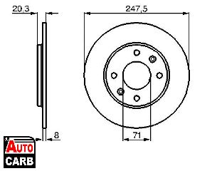 Δισκοπλακα BOSCH 0986478371 για PEUGEOT 205 1983-2000, PEUGEOT 309 1985-1993