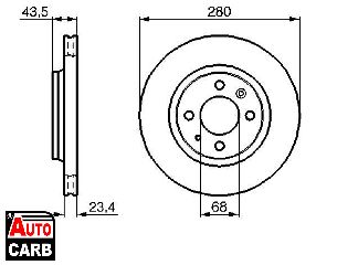 Δισκοπλακα BOSCH 0986478375 για SAAB 900 1978-1994, SAAB 9000 1984-1998