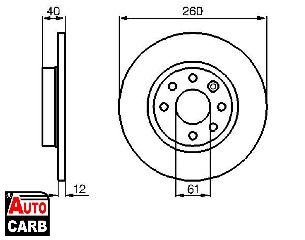 Δισκοπλακα BOSCH 0986478386 για VOLVO 440 1988-1996, VOLVO 460 1988-1996, VOLVO 480 1986-1996