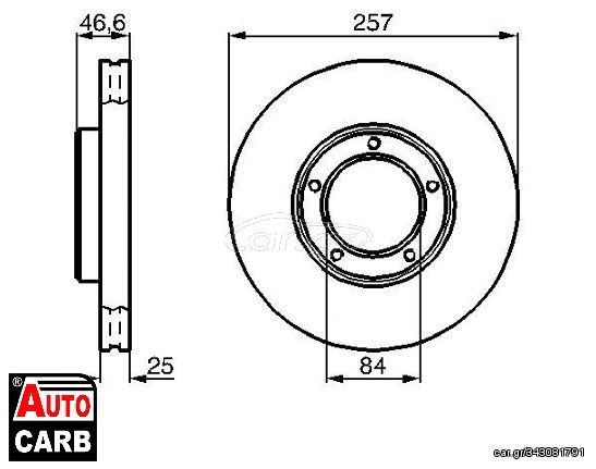 Δισκοπλακα BOSCH 0986478397 για JINBEI HAISE 2001-2012, TOYOTA DYNA 1985-2001, TOYOTA HIACE 1977-1989