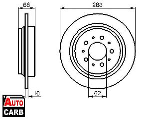 Δισκοπλακα BOSCH 0986478445 για VOLVO 850 1992-1997, VOLVO S70 1996-2000, VOLVO V70 1995-2000