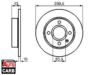 Δισκοπλακα BOSCH 0986478501 για FORD ESCORT 1990-1996, FORD FIESTA 1983-1997, FORD ORION 1990-1996