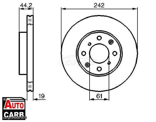 Δισκοπλακα BOSCH 0986478503 για HONDA CIVIC 1987-1995, HONDA CRX 1983-1992, HONDA INTEGRA 1985-1993